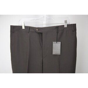 Corneliani Master Brown Woven 100% Wool Dress Pants Sz 52 NEW